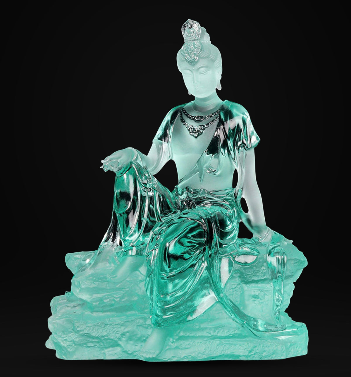 Colored Glaze Guanyin Statue • Avalokiteshvara Buddha Sculpture • Water Moon Guanyin for Home Altar • Zen Buddhist Decor • Feng Shui Gift