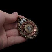 EverestArtStudios Tibetan Nine Palaces Eight Trigrams Brass Hanging Amulet | Bagua Protection Charm | Car Rearview Mirror Ornament