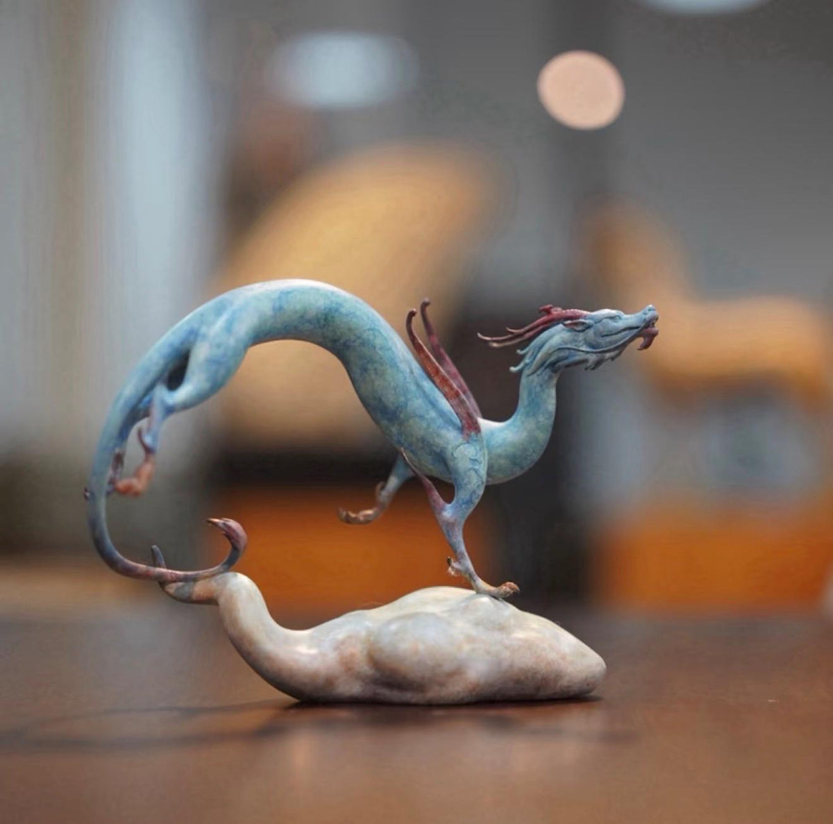 EverestArtStudios Roaming Chinese Dragon Sculpture Hand-Cast Oriental Art Decor