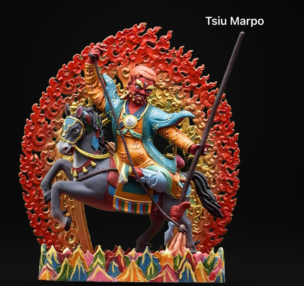 Painted Solid Copper Hayagriva Statue 15cm, Handcrafted Tibetan Buddhist Wrathful Guardian Deity, Vajrayana Altar Decor Gift