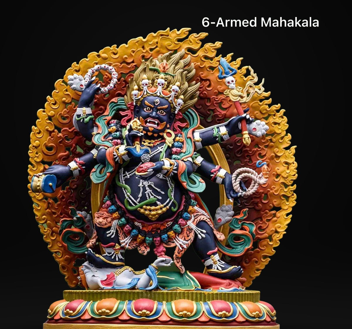 Painted Solid Copper Hayagriva Statue 15cm, Handcrafted Tibetan Buddhist Wrathful Guardian Deity, Vajrayana Altar Decor Gift