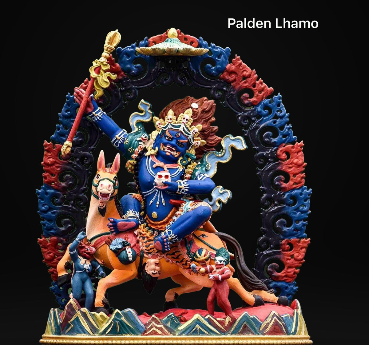 Painted Solid Copper Hayagriva Statue 15cm, Handcrafted Tibetan Buddhist Wrathful Guardian Deity, Vajrayana Altar Decor Gift
