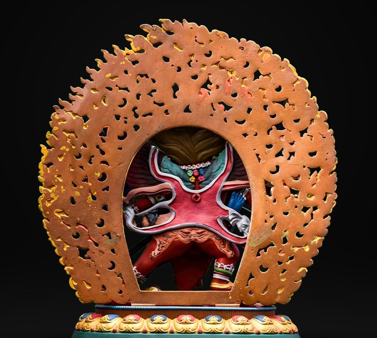 Painted Solid Copper Hayagriva Statue 15cm, Handcrafted Tibetan Buddhist Wrathful Guardian Deity, Vajrayana Altar Decor Gift