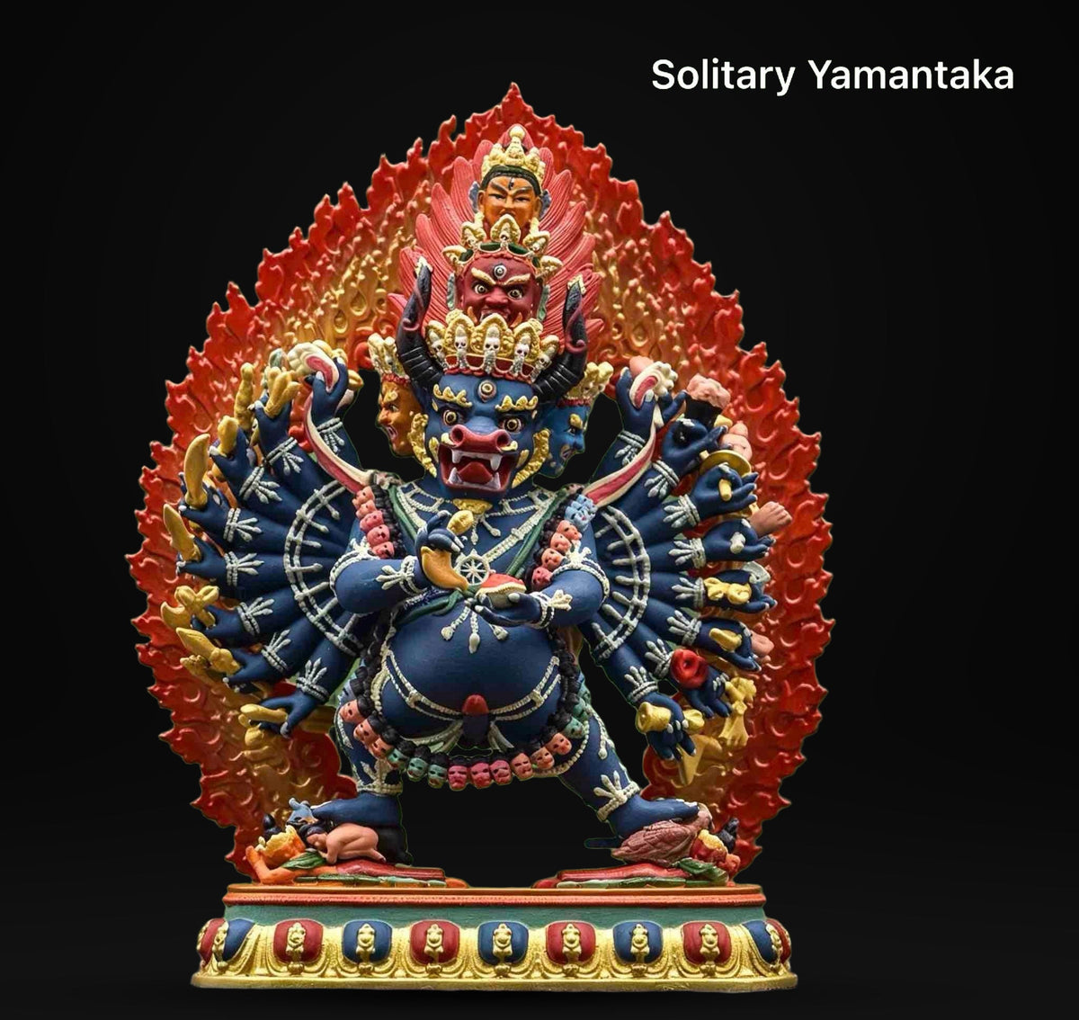 Painted Solid Copper Hayagriva Statue 15cm, Handcrafted Tibetan Buddhist Wrathful Guardian Deity, Vajrayana Altar Decor Gift