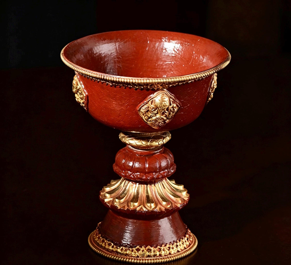 Nepalese Brass Tibetan Butter Lamp Holder, Carved Eight Auspicious Symbols Oil Lamp, Vajrayana Altar Decor Buddhist Blessing Gift