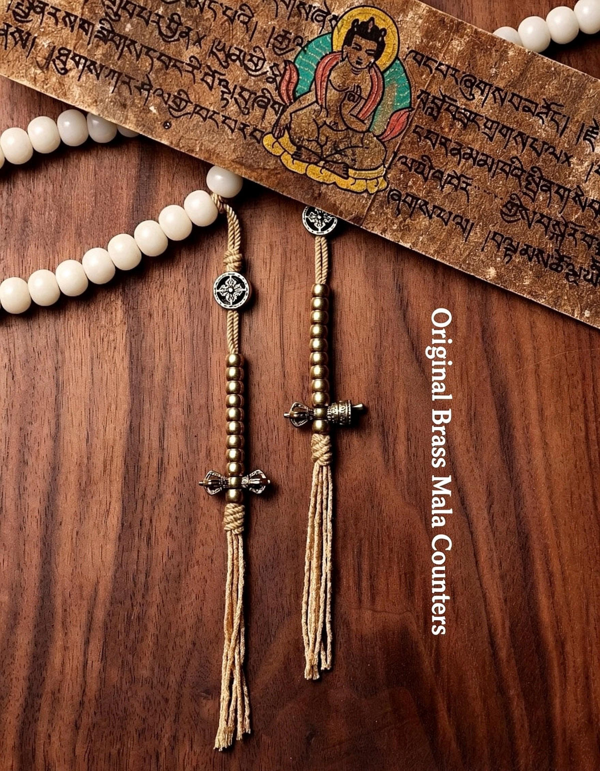 Original Tibetan White Bodhi Seed 108 Mala Beads Necklace, Natural Bodhi Root Rosary Bracelet with Dzi Bead, Zen Meditation Gift
