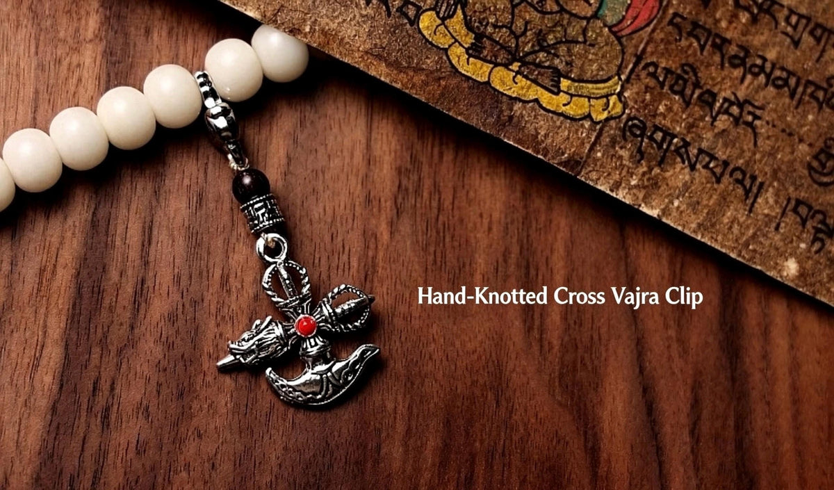 Original Tibetan White Bodhi Seed 108 Mala Beads Necklace, Natural Bodhi Root Rosary Bracelet with Dzi Bead, Zen Meditation Gift
