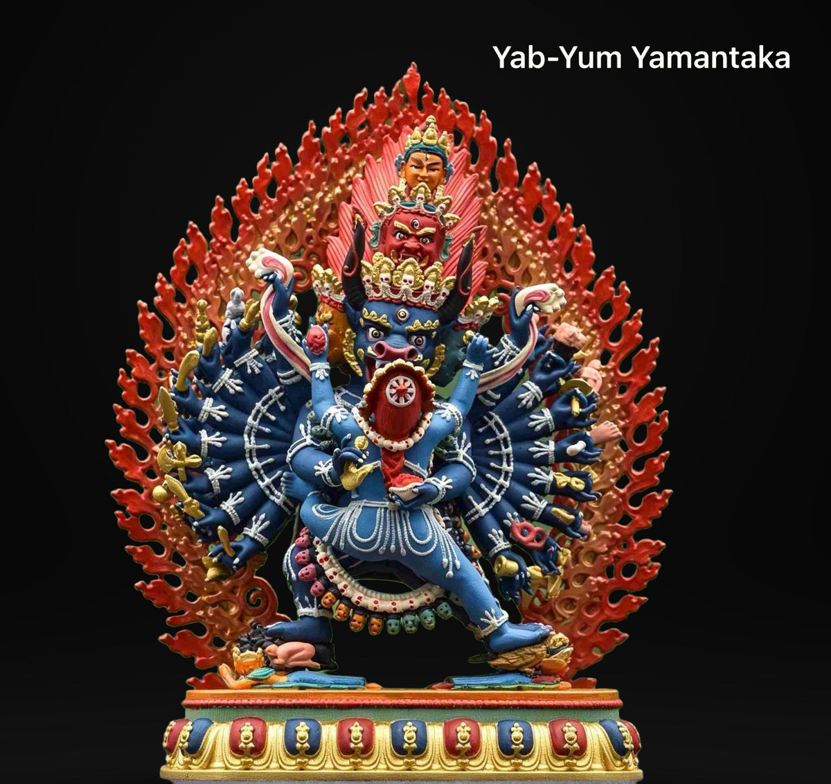 Painted Solid Copper Hayagriva Statue 15cm, Handcrafted Tibetan Buddhist Wrathful Guardian Deity, Vajrayana Altar Decor Gift