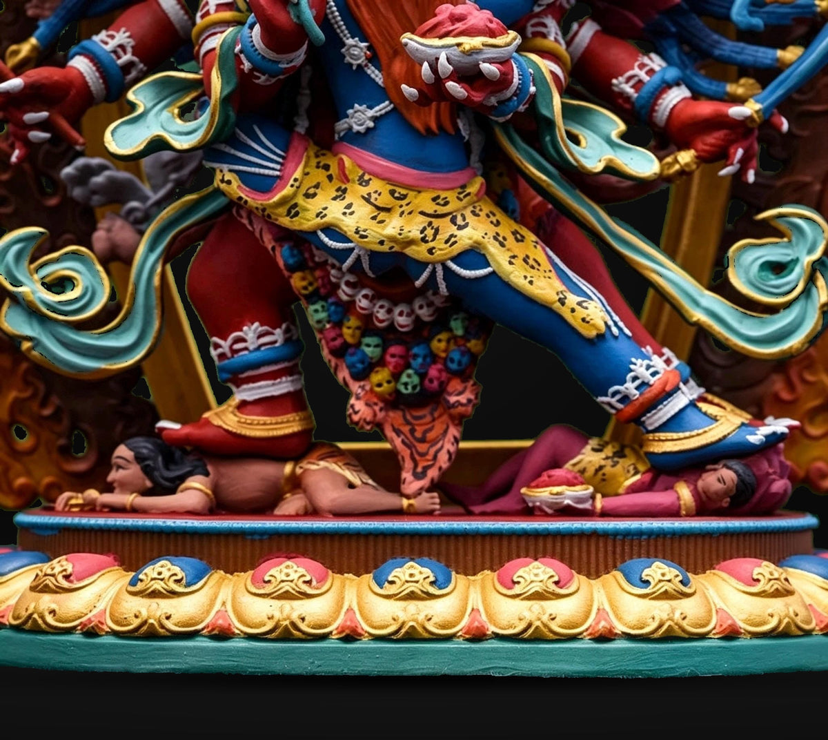 Painted Solid Copper Hayagriva Statue 15cm, Handcrafted Tibetan Buddhist Wrathful Guardian Deity, Vajrayana Altar Decor Gift
