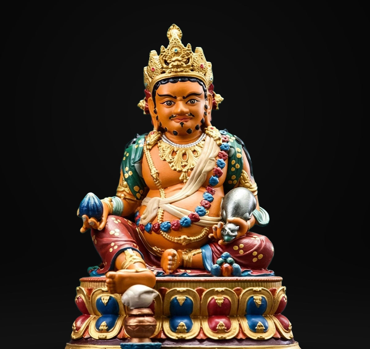 Painted Solid Copper Kagyu Mahakala Statue 11cm, Handcrafted Tibetan Buddhist Guardian Deity, Portable Vajrayana Altar Decor Gift