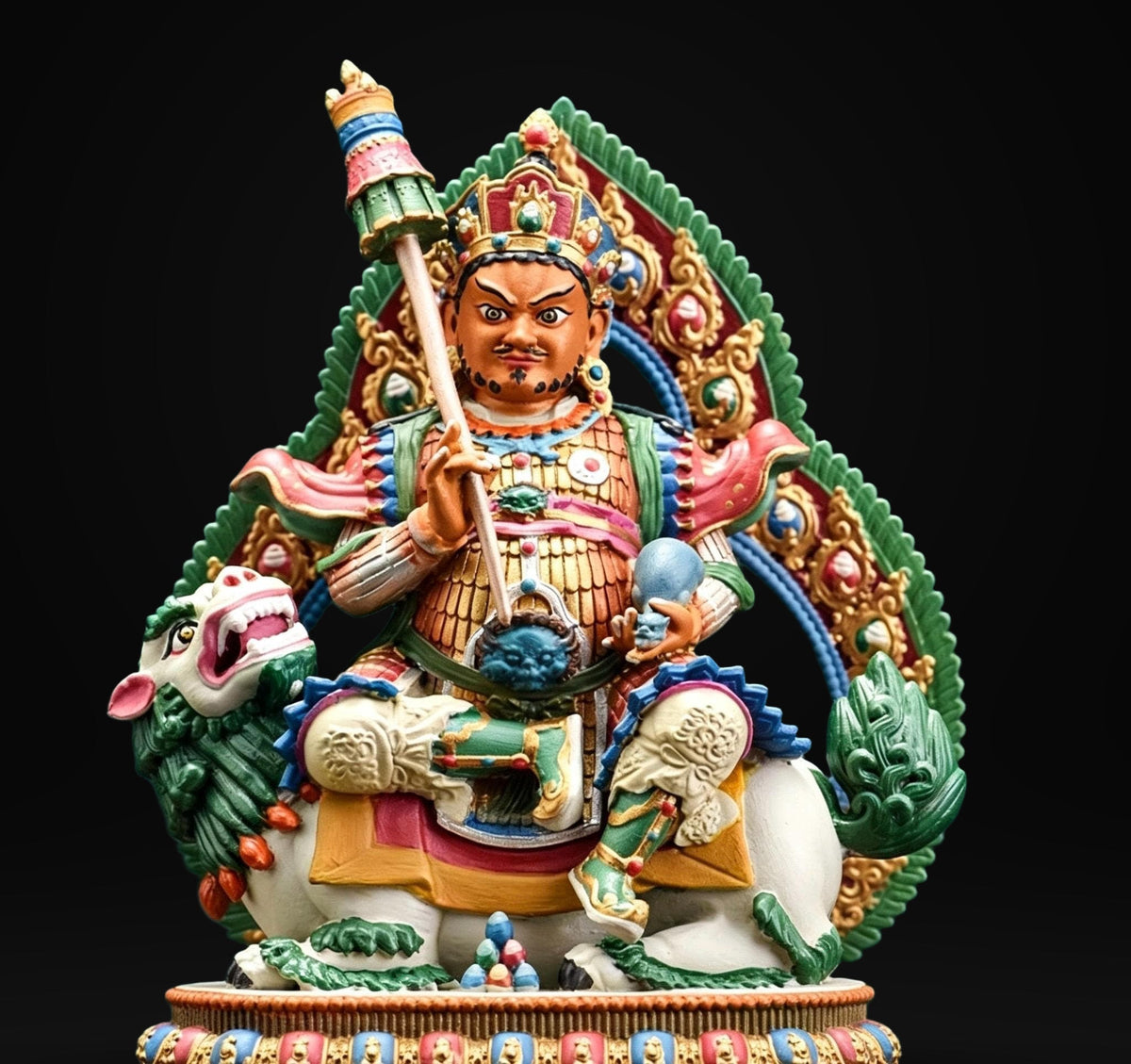 Painted Solid Copper Kagyu Mahakala Statue 11cm, Handcrafted Tibetan Buddhist Guardian Deity, Portable Vajrayana Altar Decor Gift