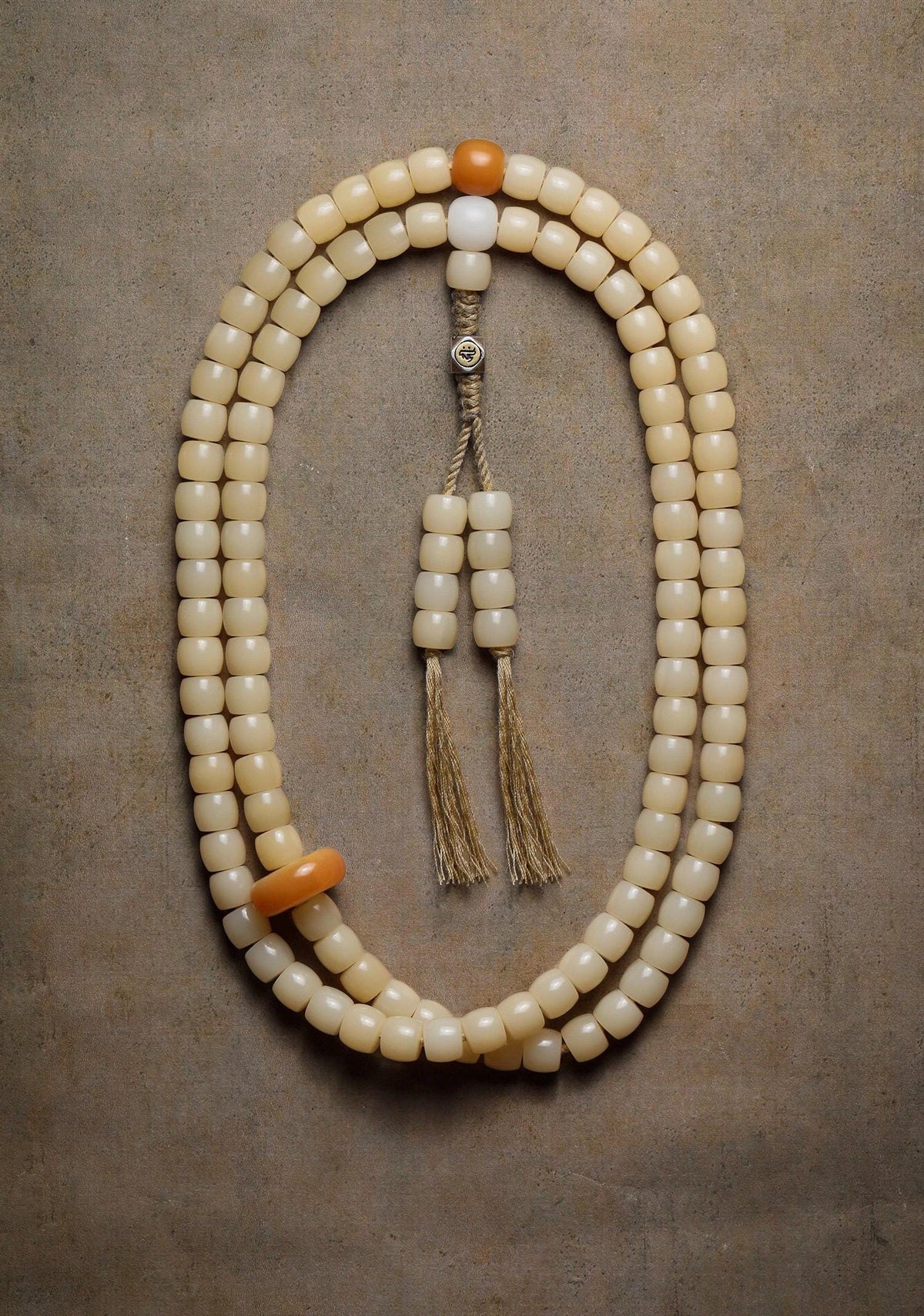 Natural White Bodhi Seed 108 Mala Beads Necklace, Aged Weathered Bodhi Root Rosary Bracelet, Zen Prayer Beads, Gift for Him Her
