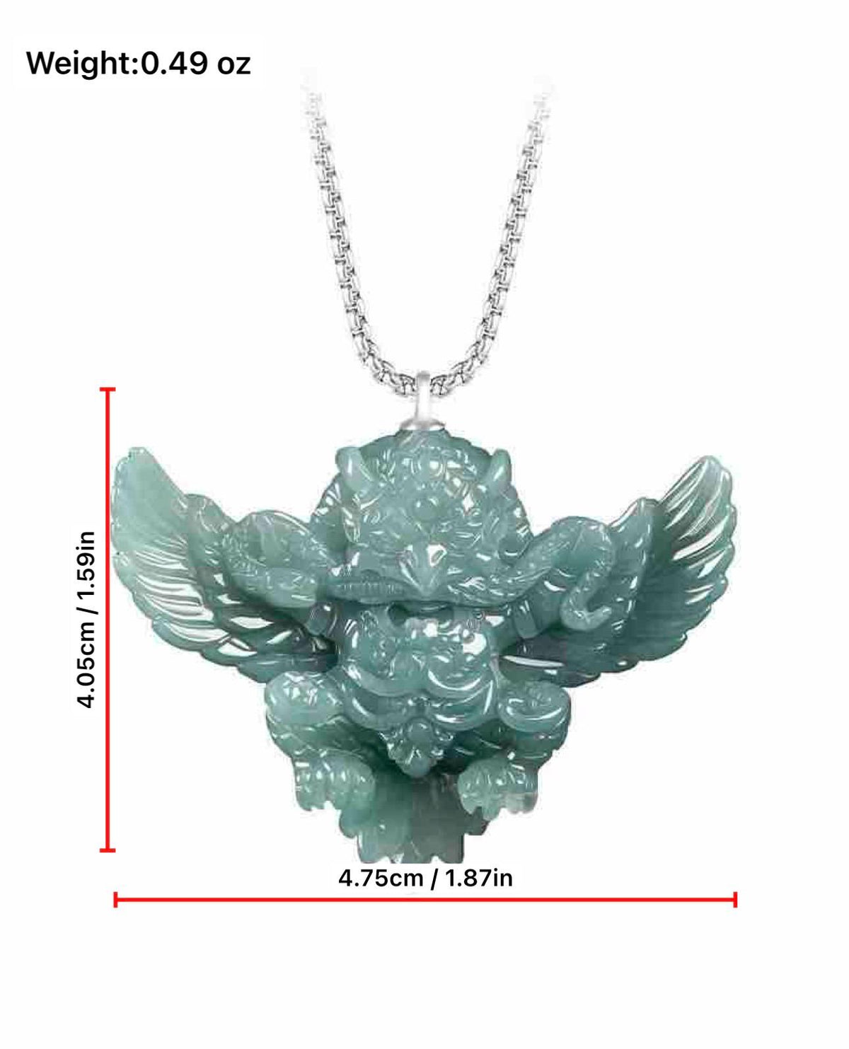 Natural Blue Water Jadeite Garuda Pendant, Carved 3D Eagle Jade Necklace with S925 Sterling Silver Bail, Mythical Bird Jewelry Gift