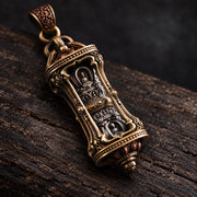 EverestArtStudios Rotating Buddha Pendant, Brass Copper or S925 Silver, Buddhist Relief, Optional Short Braided Strap