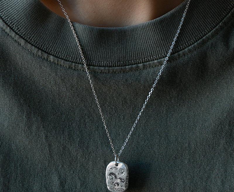 EverestArtStudios 999 Fine Silver Lucky Horse Pendant Necklace, Custom Engraving, Black Wax Cord or 45 cm and 55 cm S925 Chain