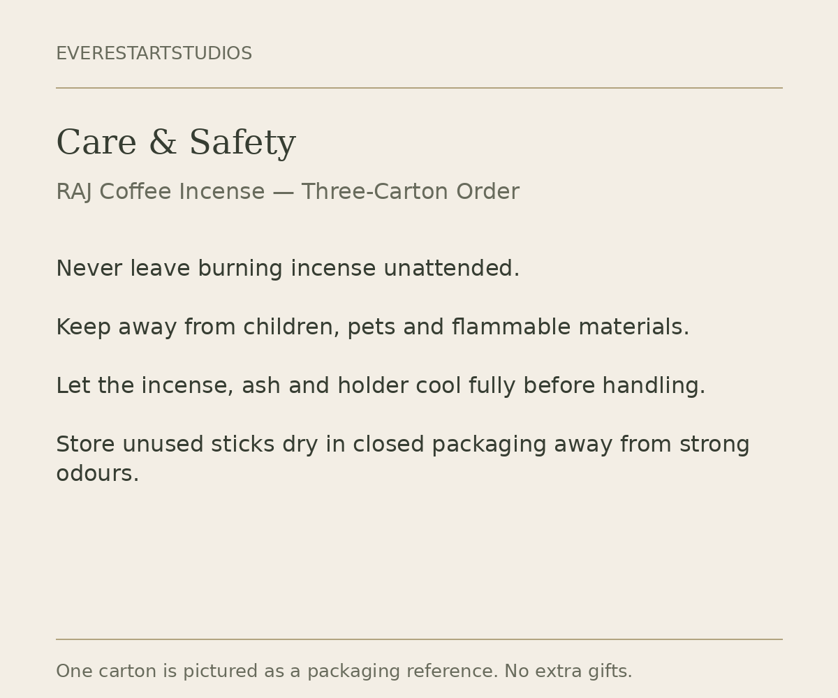 RAJ Coffee three-carton order: care