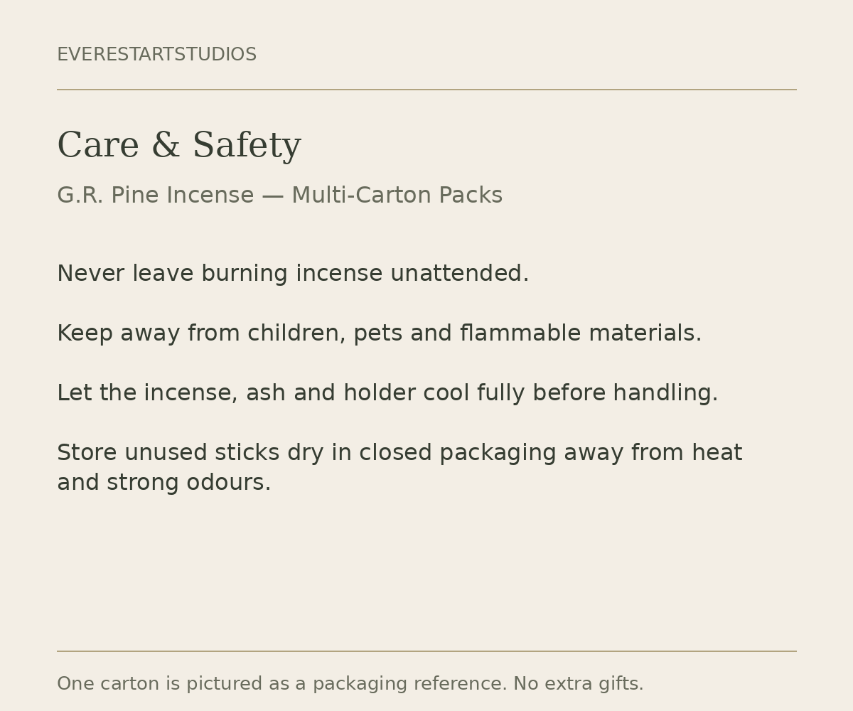 G.R. Pine multi-carton pack: care
