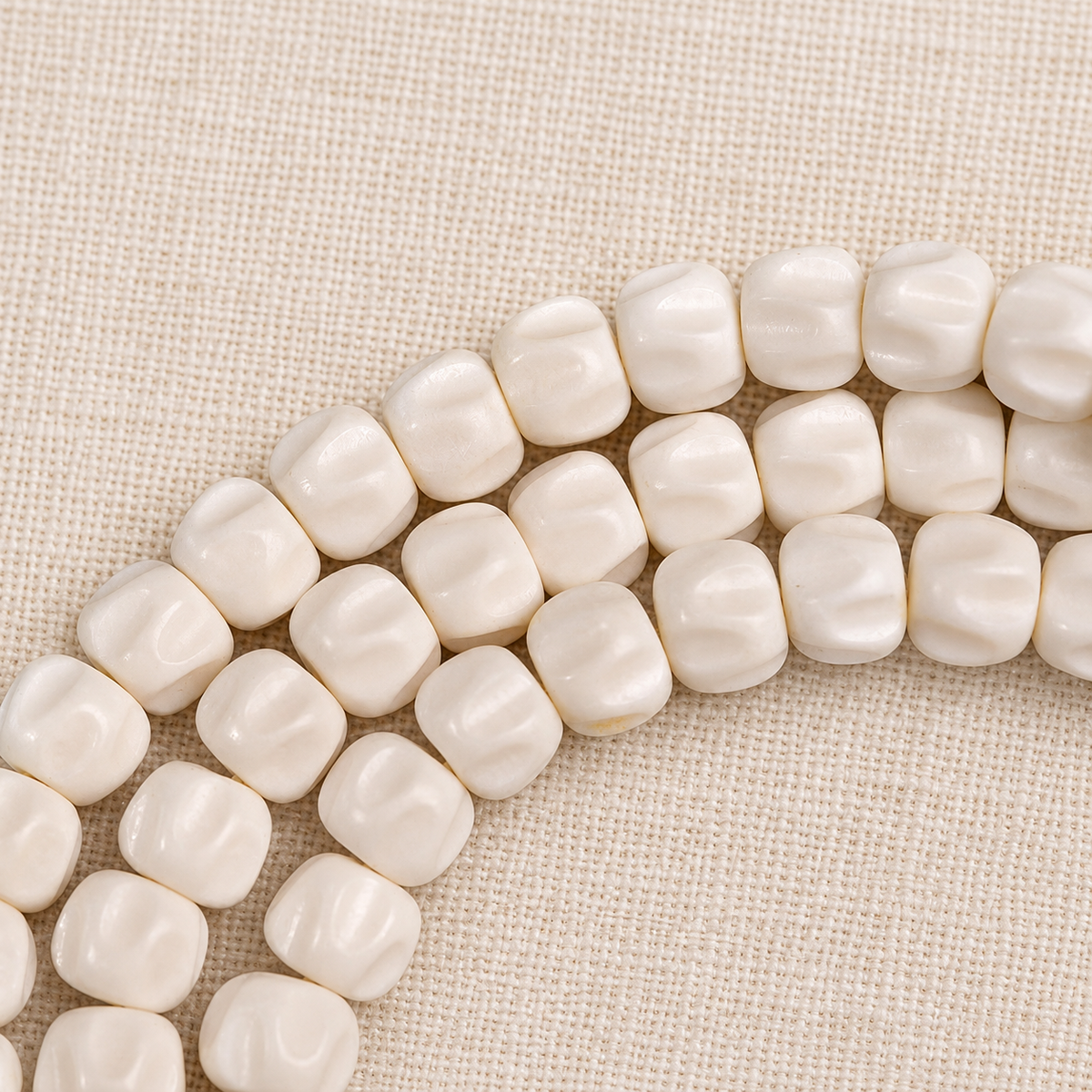 EverestArtstudios Natural Antler and Passion Seed 108-Bead Tibetan Mala Necklace — bead detail