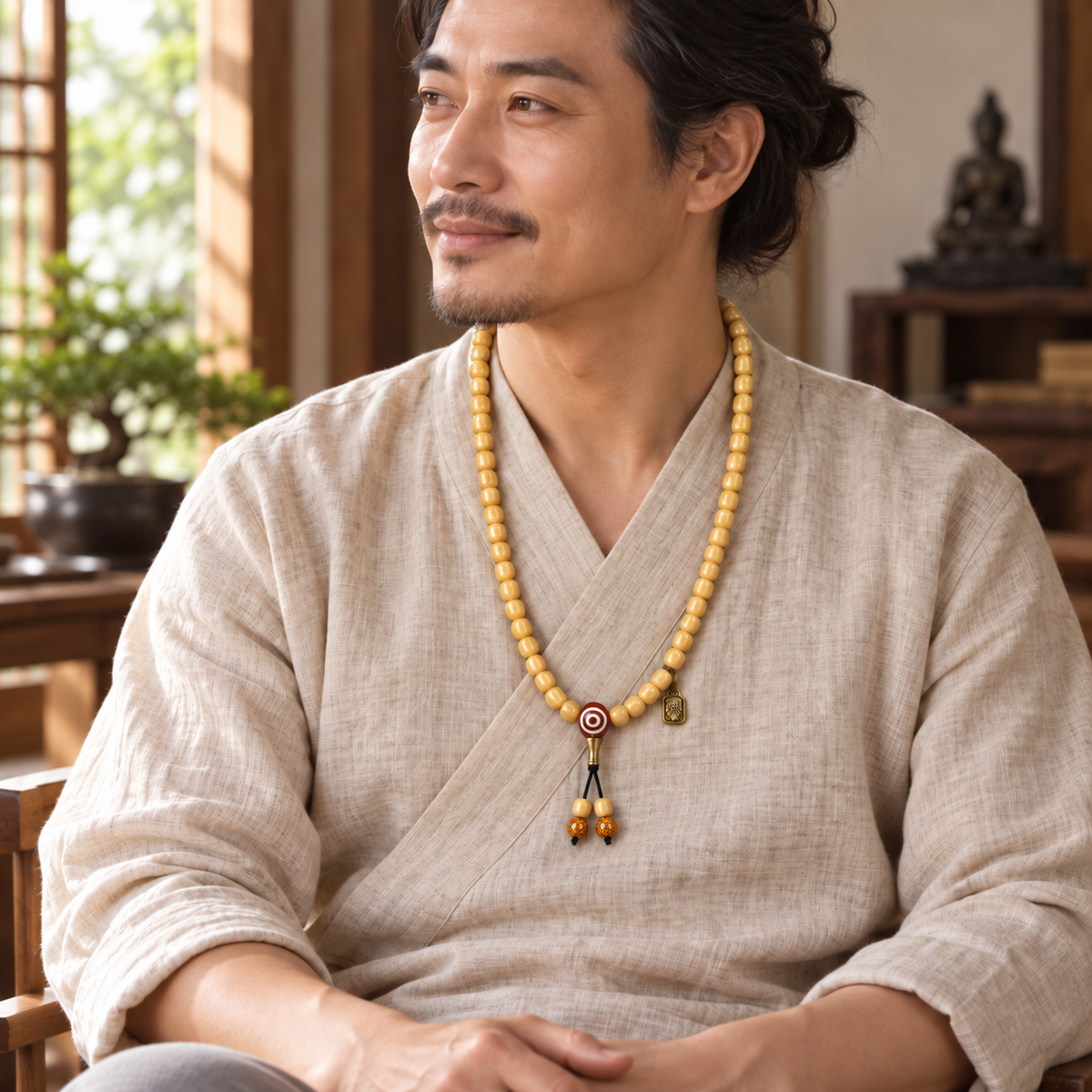 Tibetan mala — linen seated