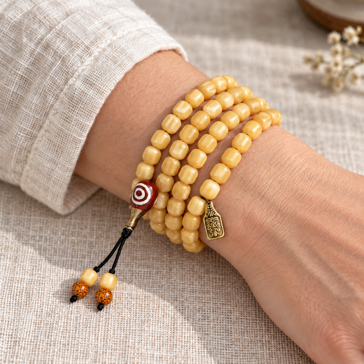 Tibetan mala — wrist resting
