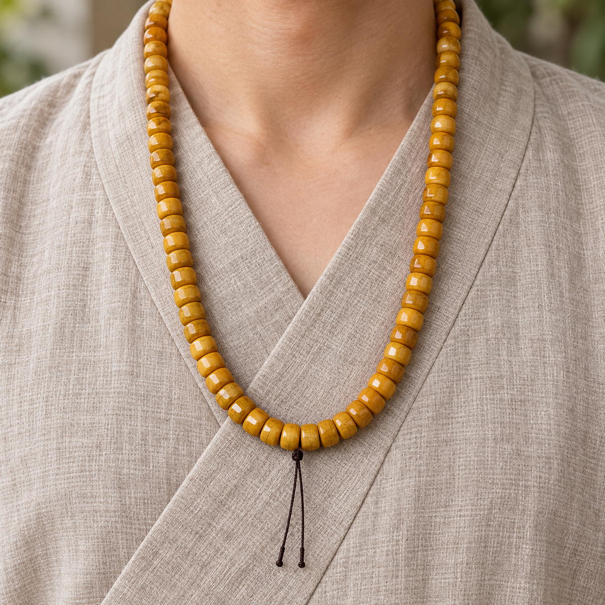 Tibetan mala — linen front