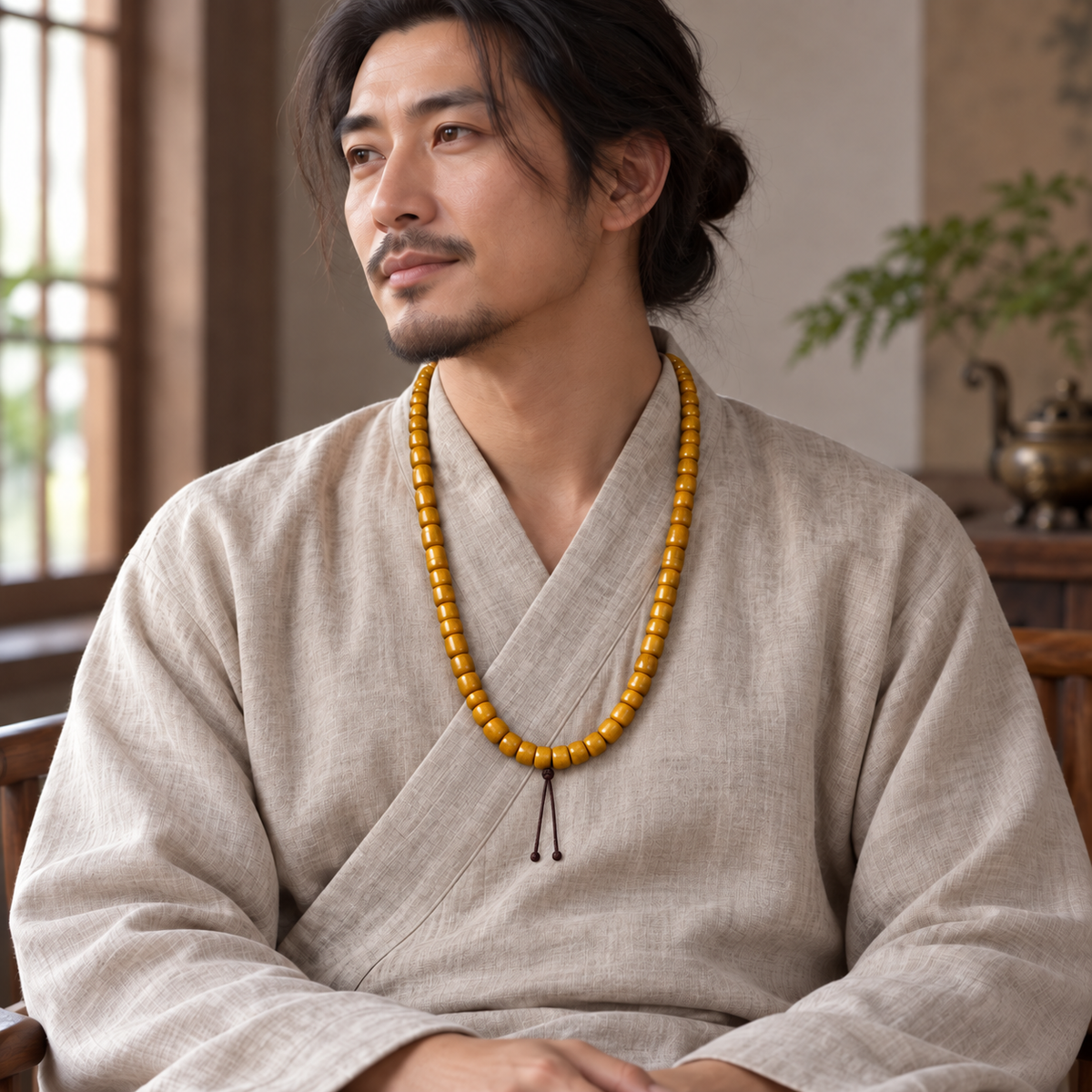 Tibetan mala — linen seated