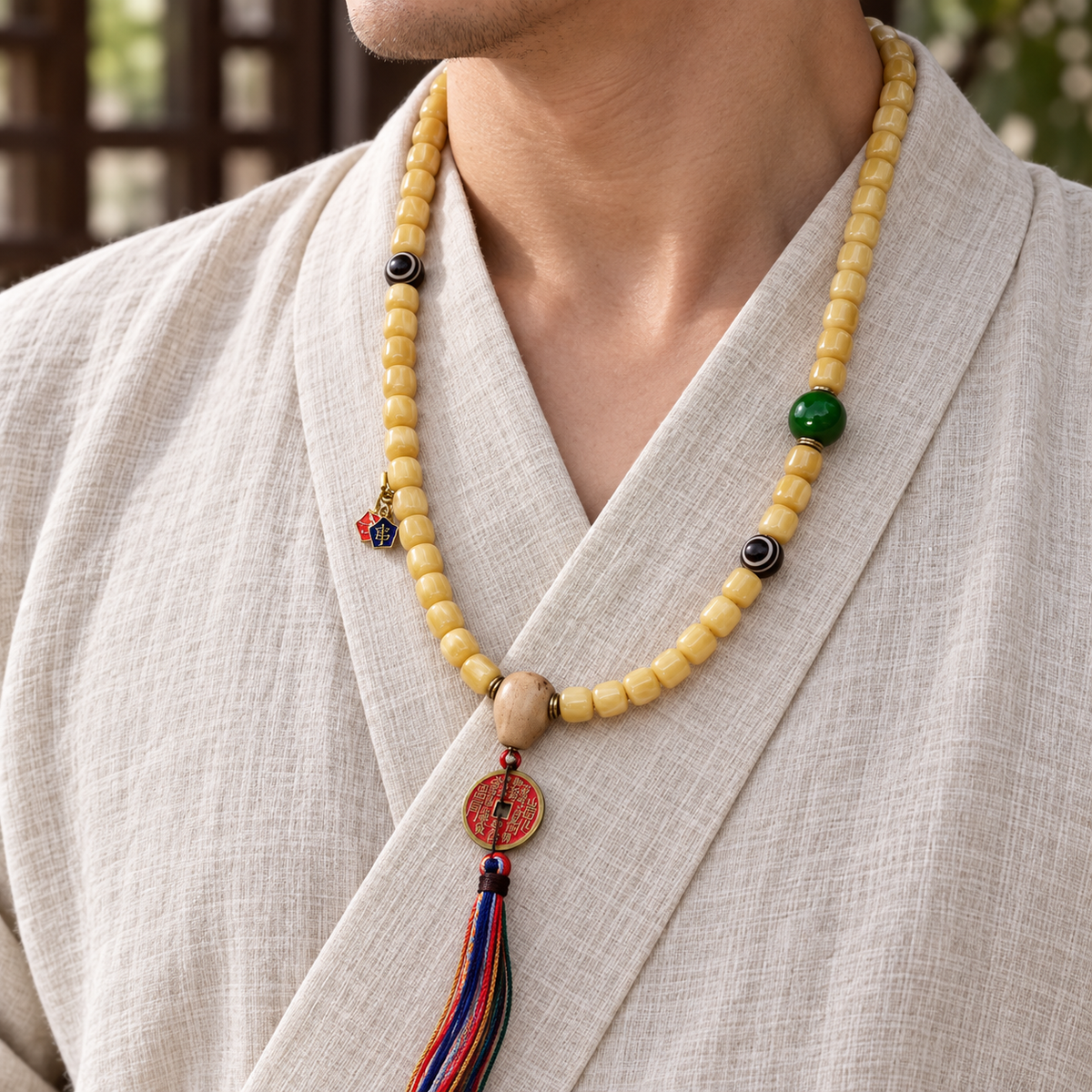 Tibetan mala — linen side