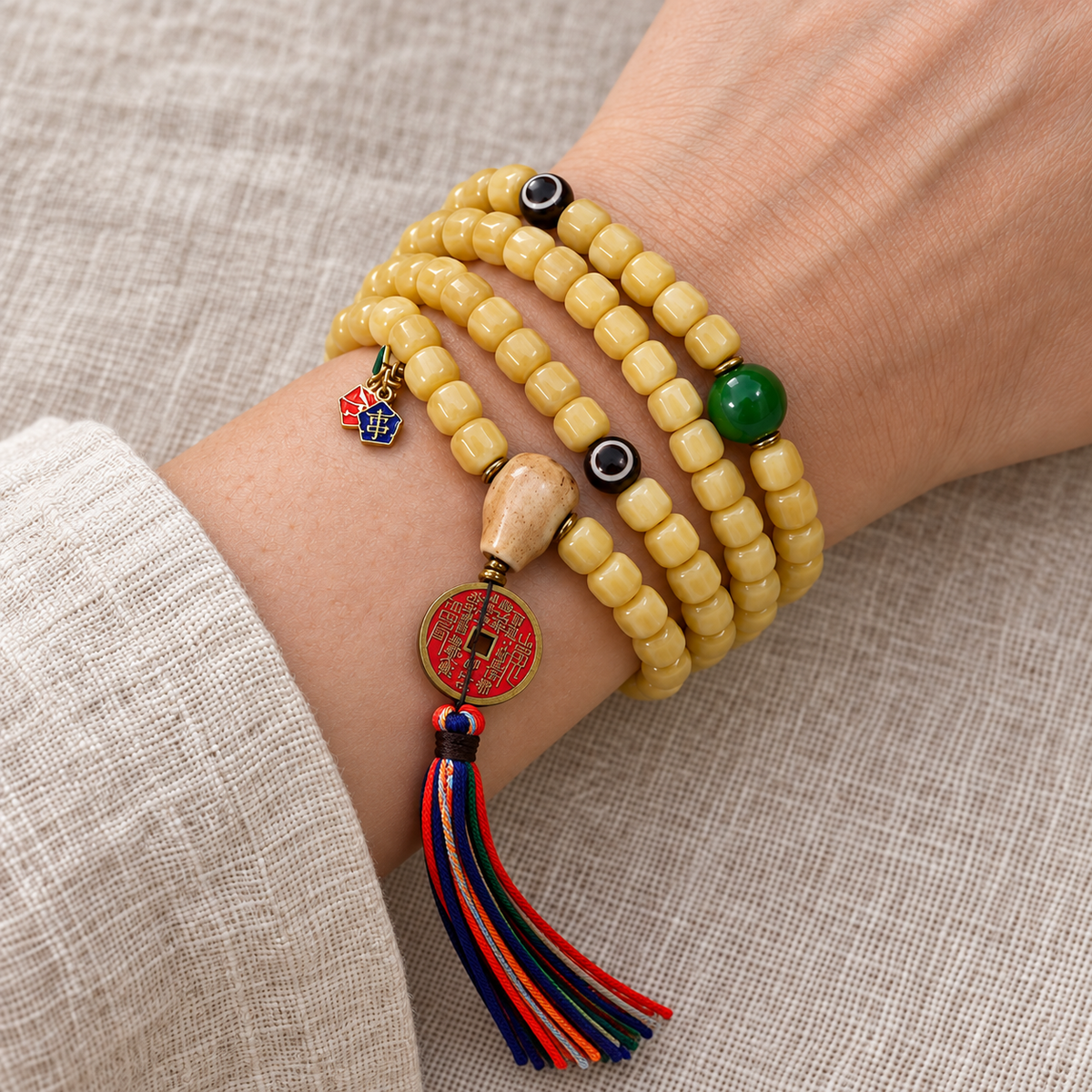 Tibetan mala — wrist resting