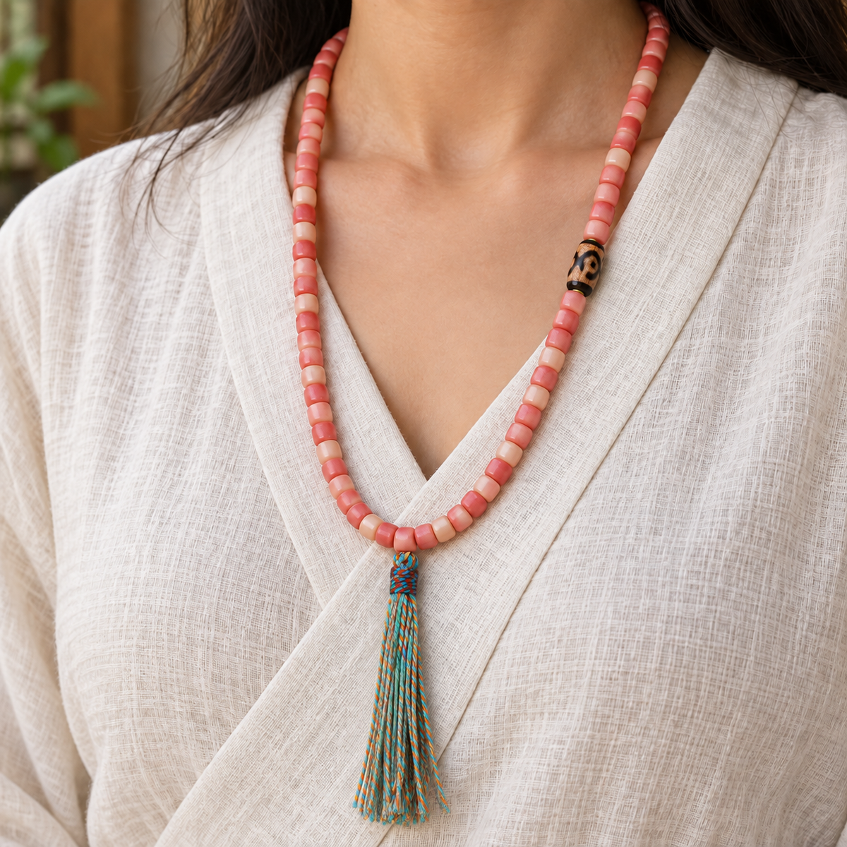 Tibetan mala — linen side