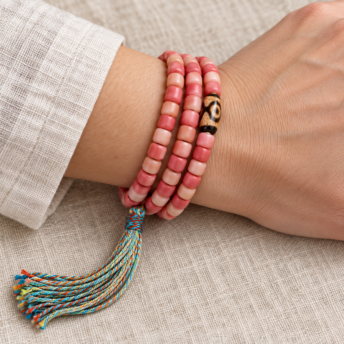 Tibetan mala — wrist resting
