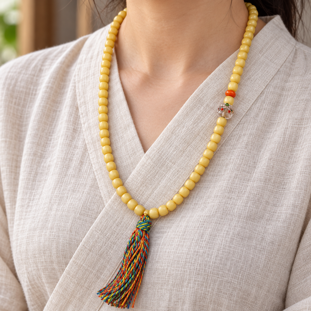 Tibetan mala — linen side