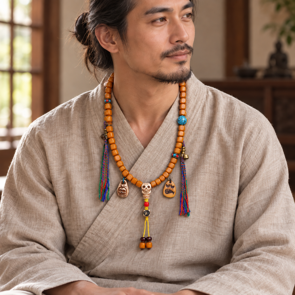 Tibetan mala — linen seated