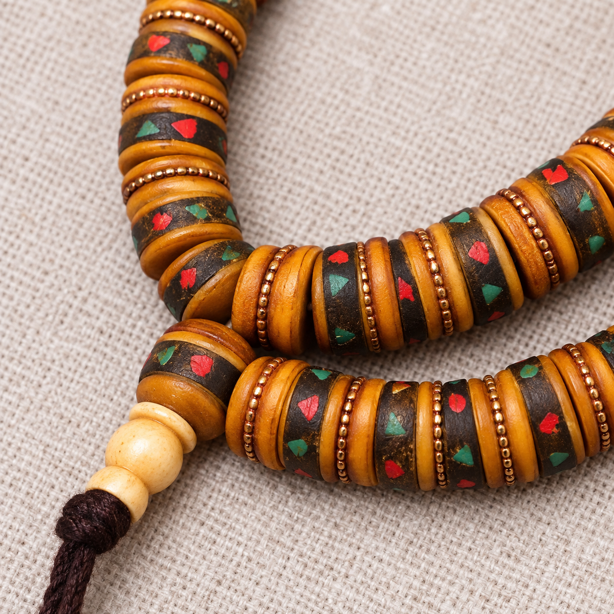 Tibetan mala DIY bead strand — grain detail