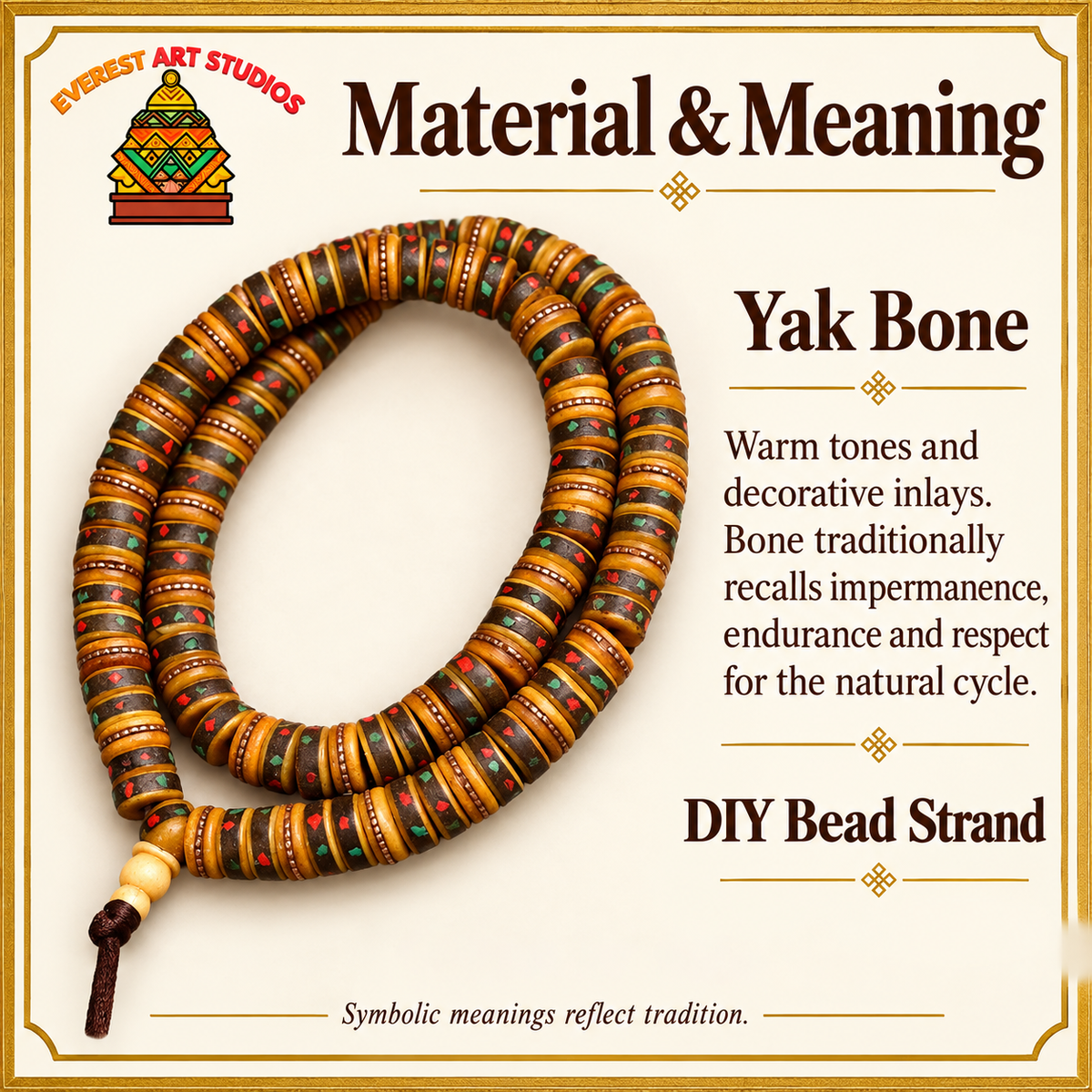 Tibetan mala DIY bead strand — materials meaning