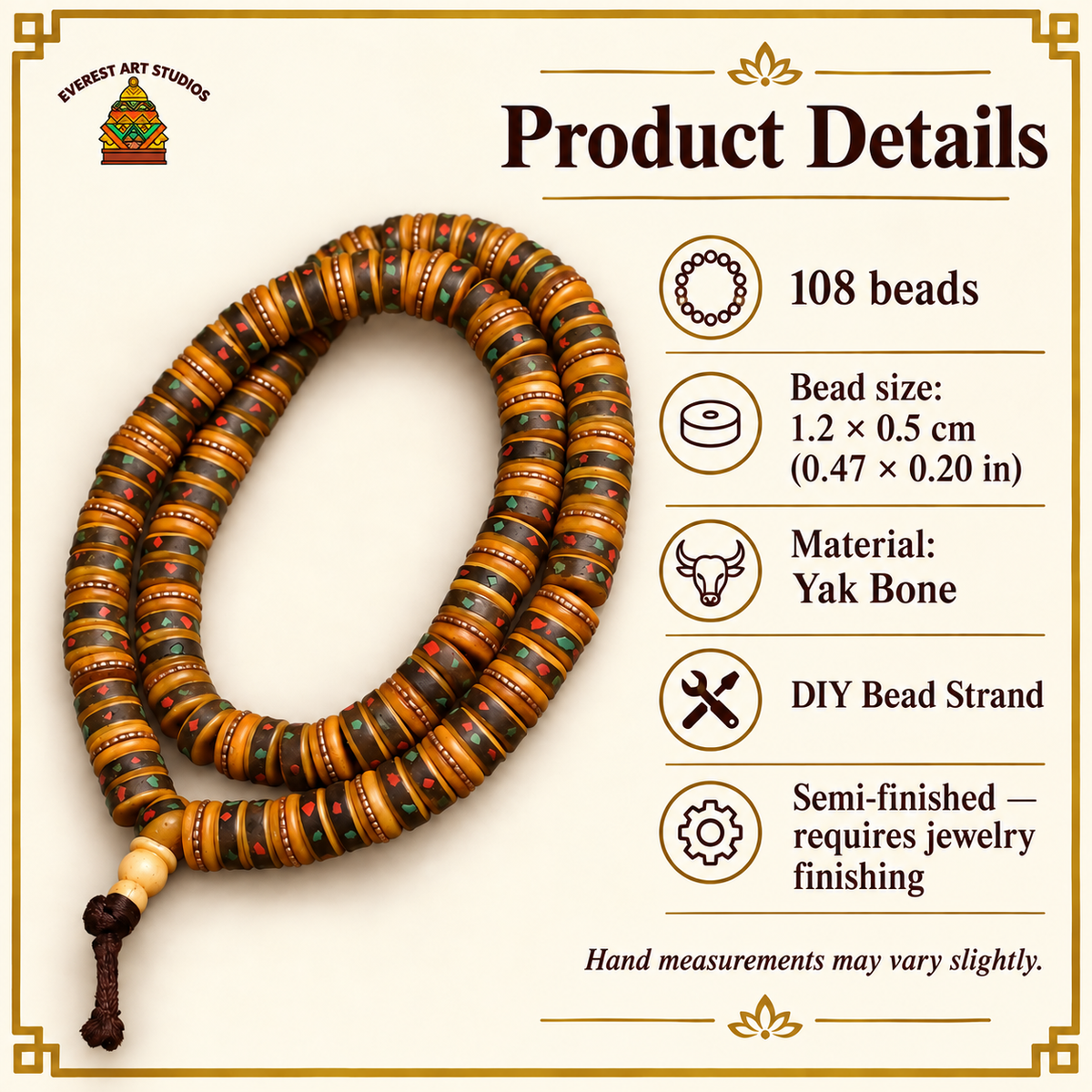 Tibetan mala DIY bead strand — specifications