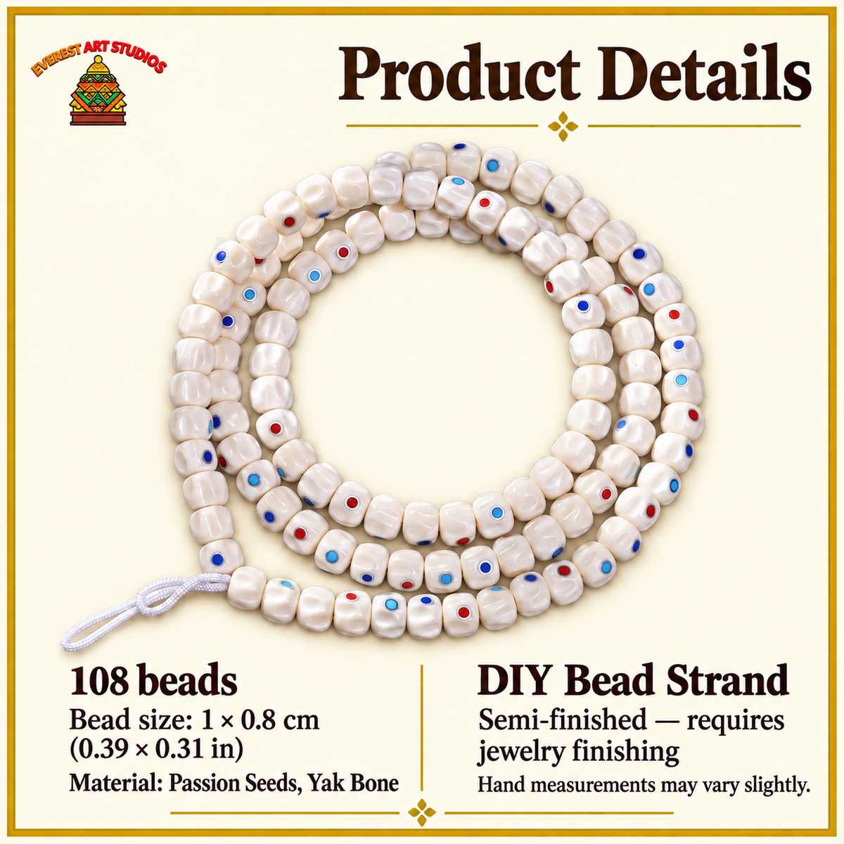 Tibetan mala DIY bead strand — specifications