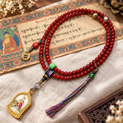EverestArtstudios Red Agate 108-Bead Mala with Ksitigarbha Pendant — full product