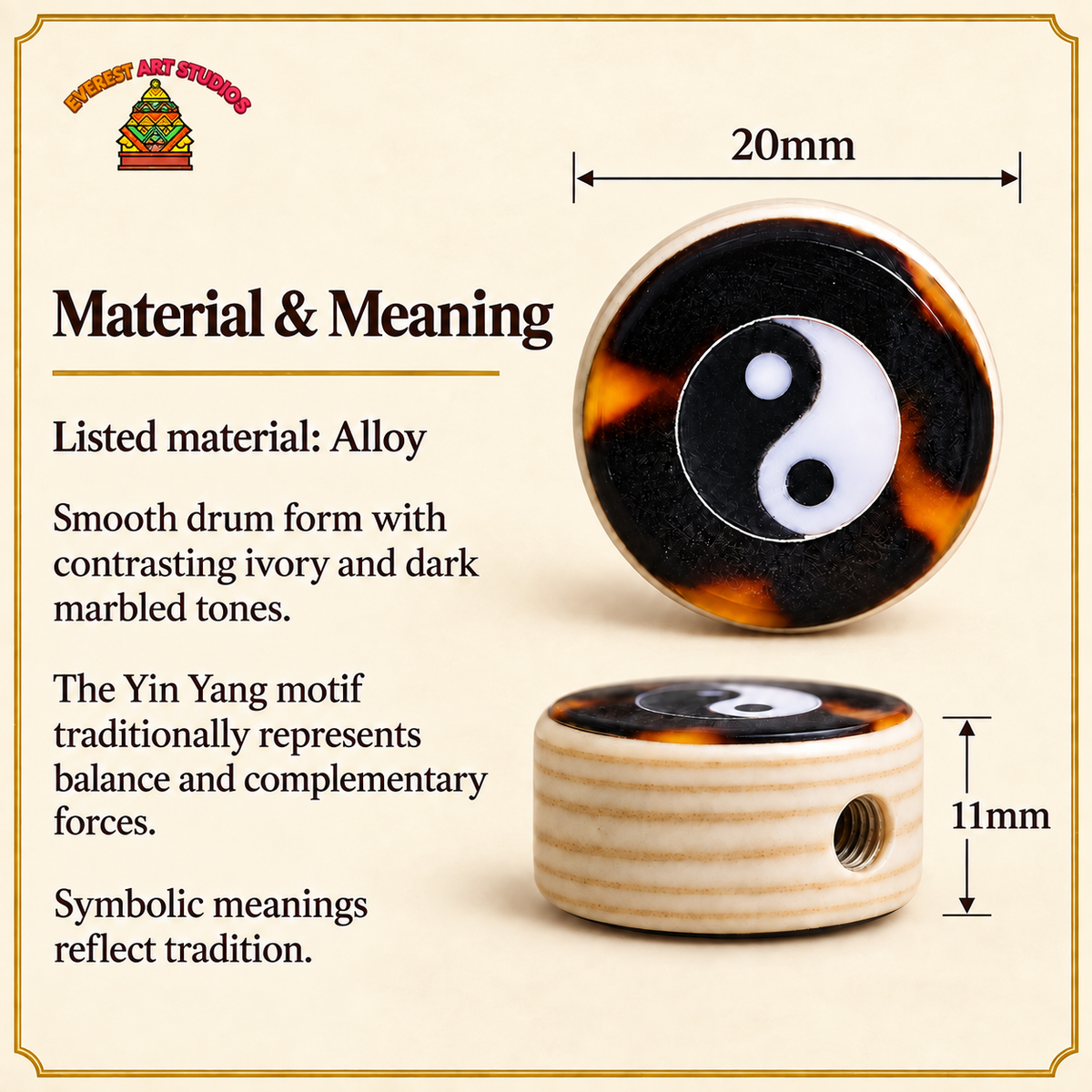 Bagua Drum Mala Accessory — materials meaning
