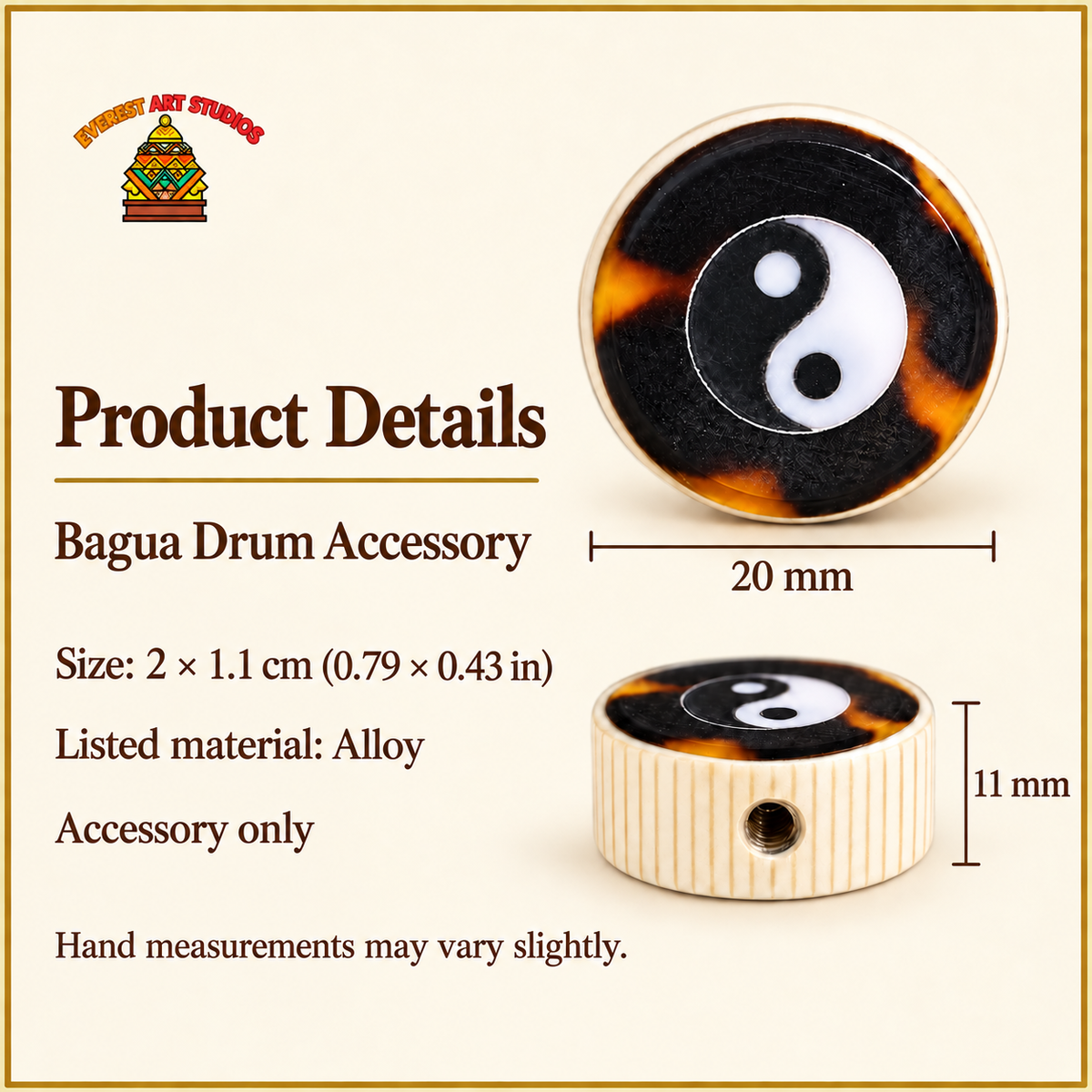 Bagua Drum Mala Accessory — specifications