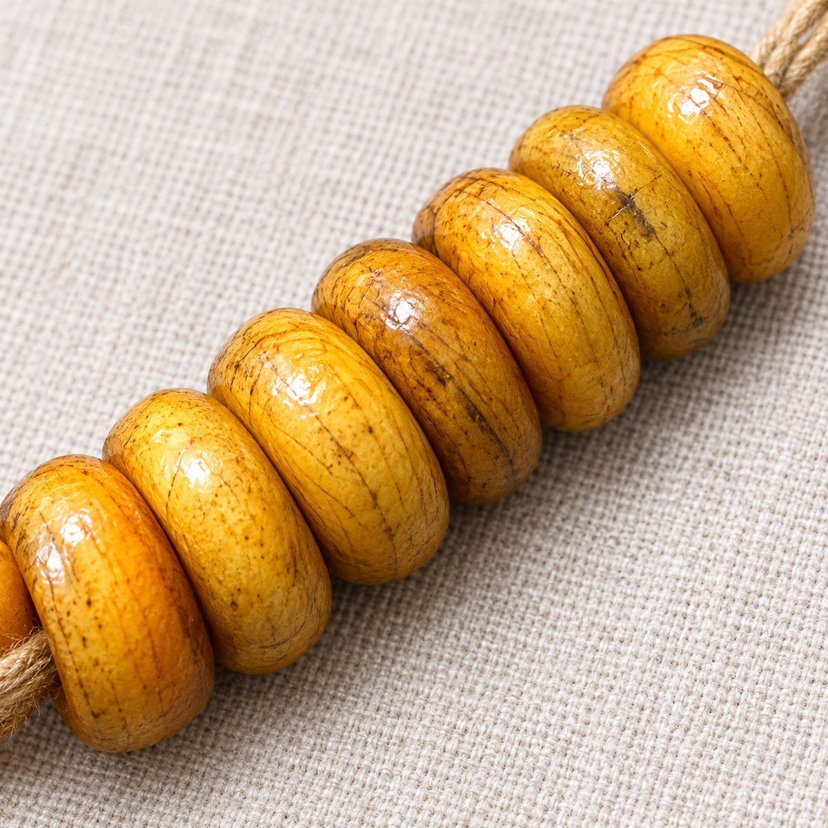 EverestArtstudios Natural Golden-Yellow Camel Bone 108-Bead DIY Mala Strand — bead detail