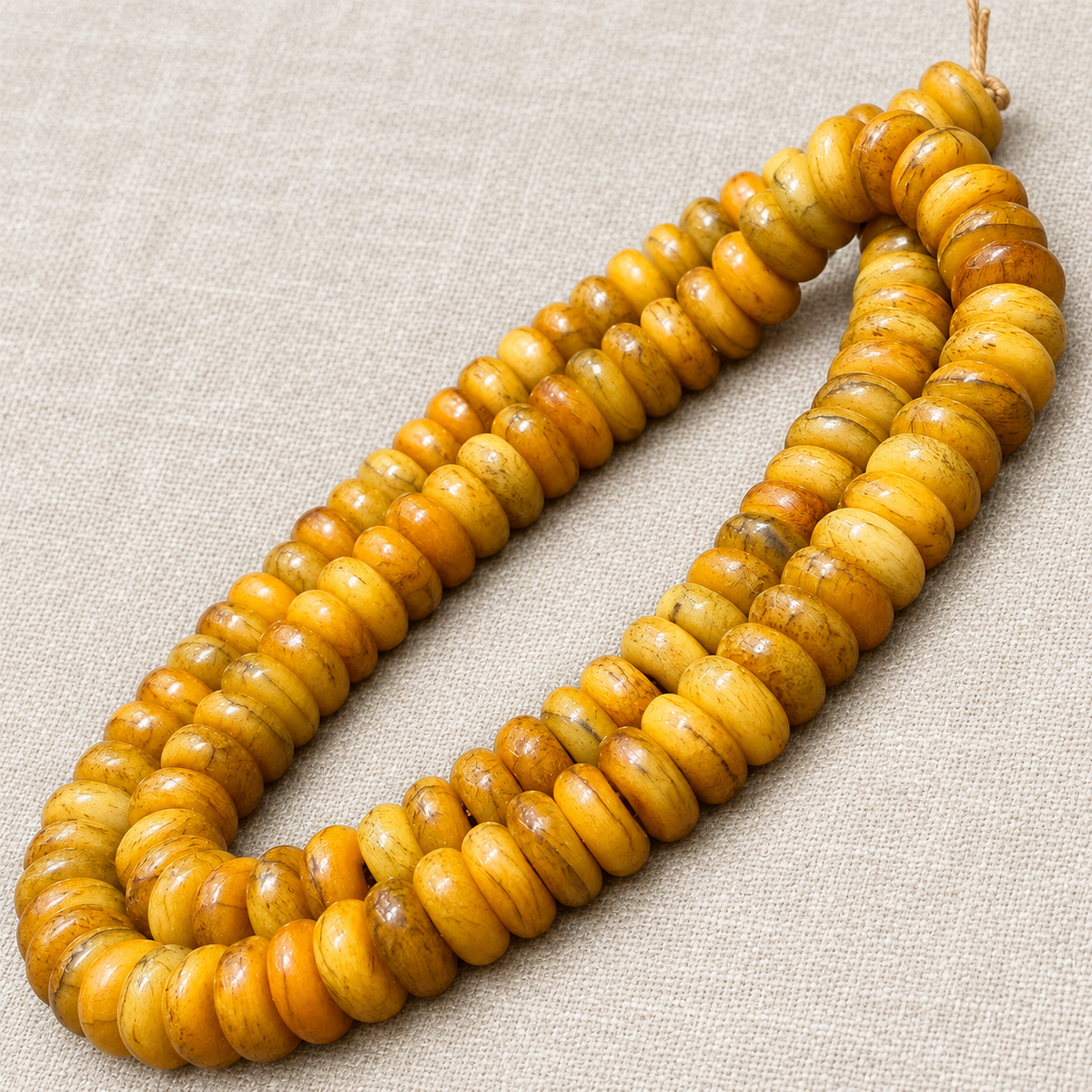 EverestArtstudios Natural Golden-Yellow Camel Bone 108-Bead DIY Mala Strand — cord detail