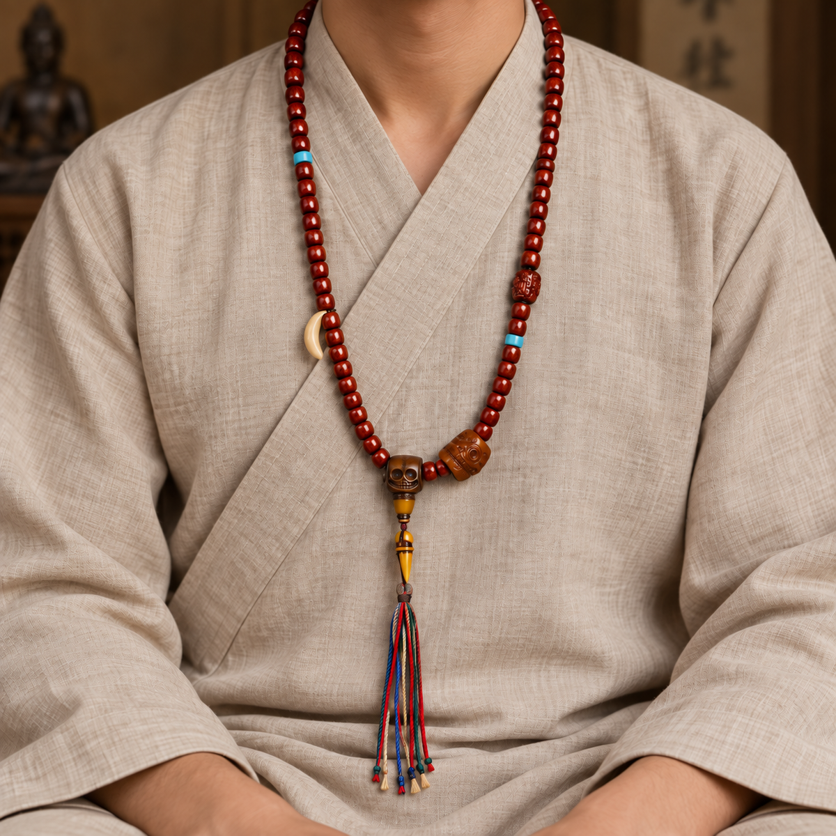 Tibetan mala — linen seated