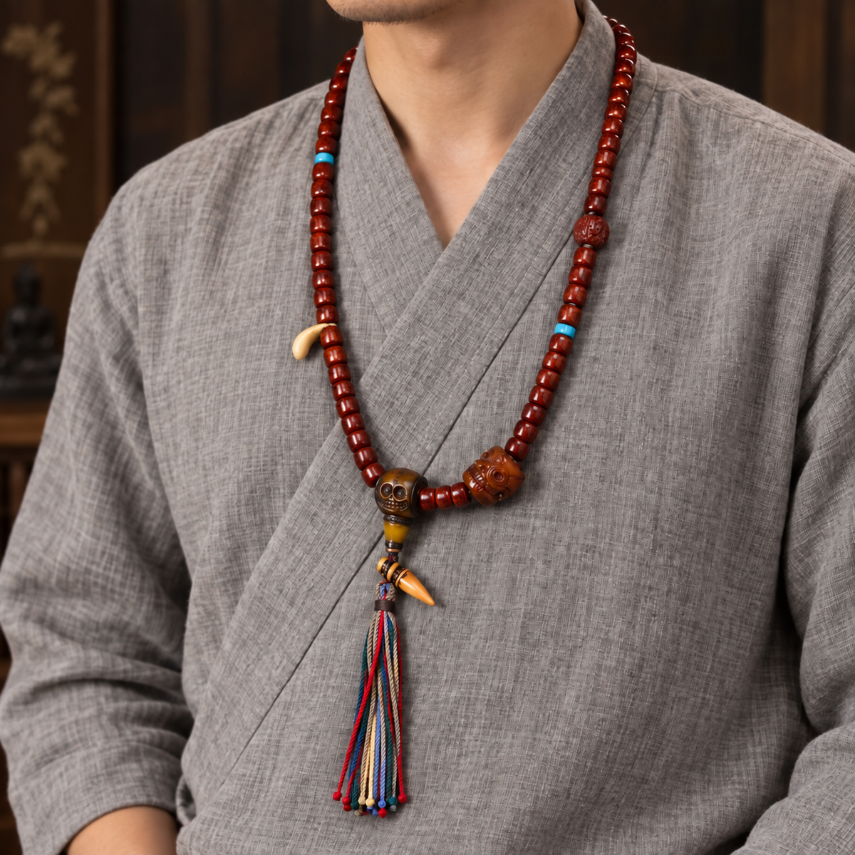 Tibetan mala — linen side