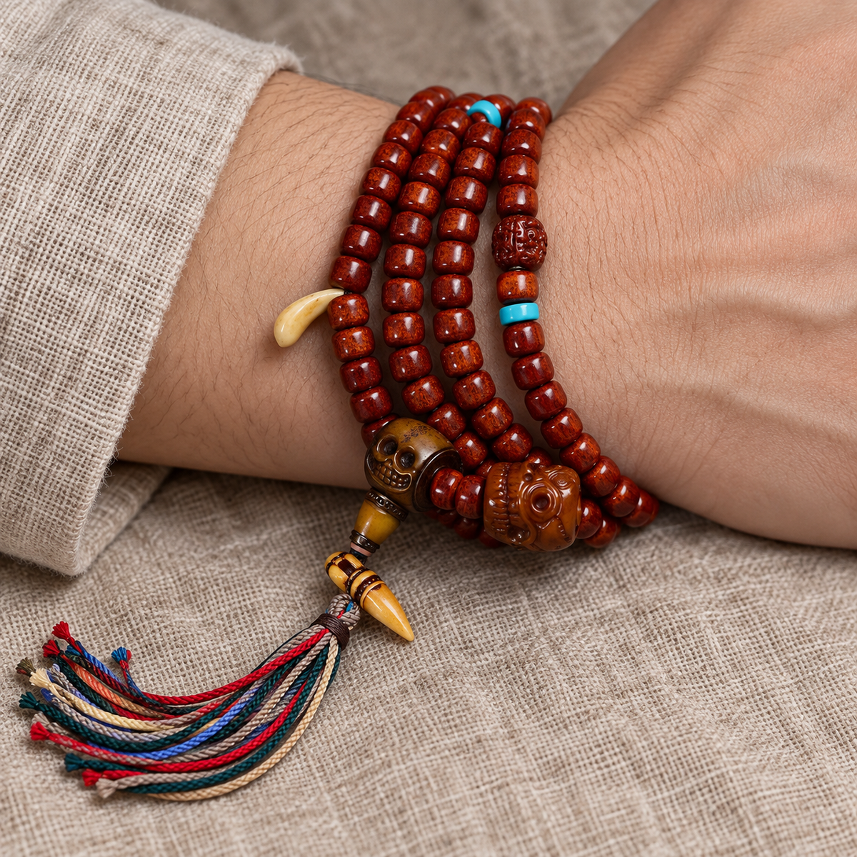 Tibetan mala — wrist resting