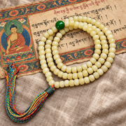 EverestArtstudios Natural Golden-Yellow Camel Bone Barrel-Bead 108-Bead Mala — full product