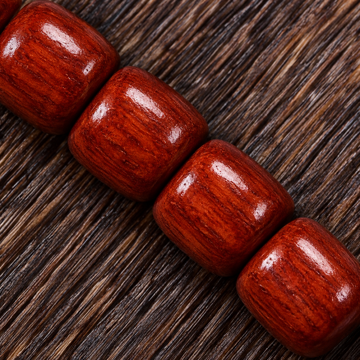 EverestArtstudios Tibetan Yak Bone Barrel-Bead 108-Bead Mala with Copper Clip — surface detail