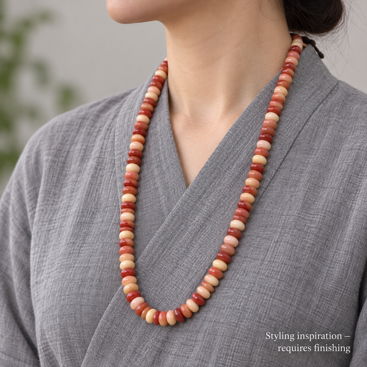 EverestArtstudios Natural Half-Blood Camel Bone Disc-Bead 108-Bead DIY Strand — linen side