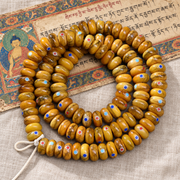 EverestArtstudios Aged Camel Bone Inlaid Abacus-Bead 108-Bead DIY Strand — full product