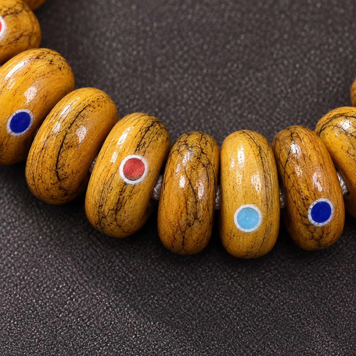 EverestArtstudios Aged Camel Bone Inlaid Abacus-Bead 108-Bead DIY Strand — bead detail
