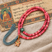 EverestArtstudios Natural Full-Blood Camel Bone 108-Bead Mala with Gingerbread Charm — full product